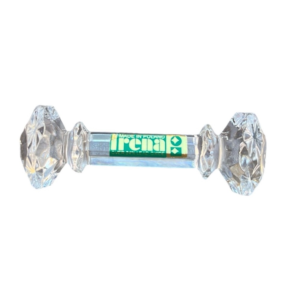 Vintage Irena Lead Crystal Barbell Knife Rest